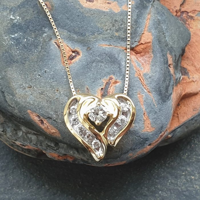 0.25ct Diamond Heart-Shaped Pendant Necklace 14ct Yellow Gold from Ace Jewellery, Leeds