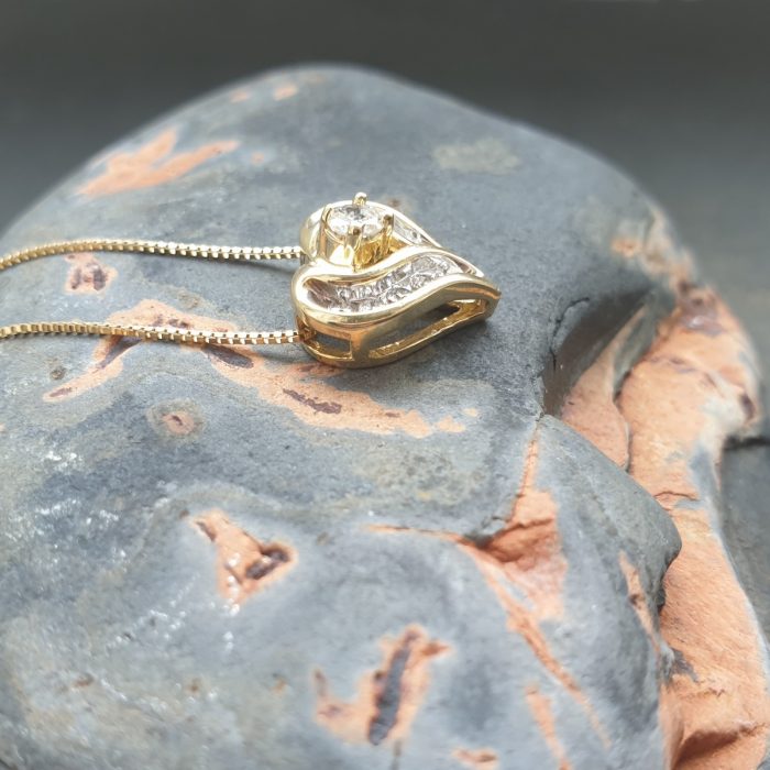 0.25ct Diamond Heart-Shaped Pendant Necklace 14ct Yellow Gold from Ace Jewellery, Leeds