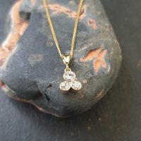 Three Stone Yellow Gold Diamond Trilogy Pendant from Ace Jewellery, Leeds