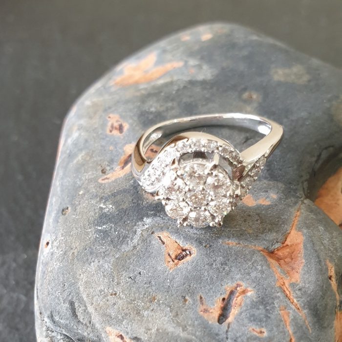 White Gold Diamond Halo Cluster Ring from Ace Jewellery, Leeds