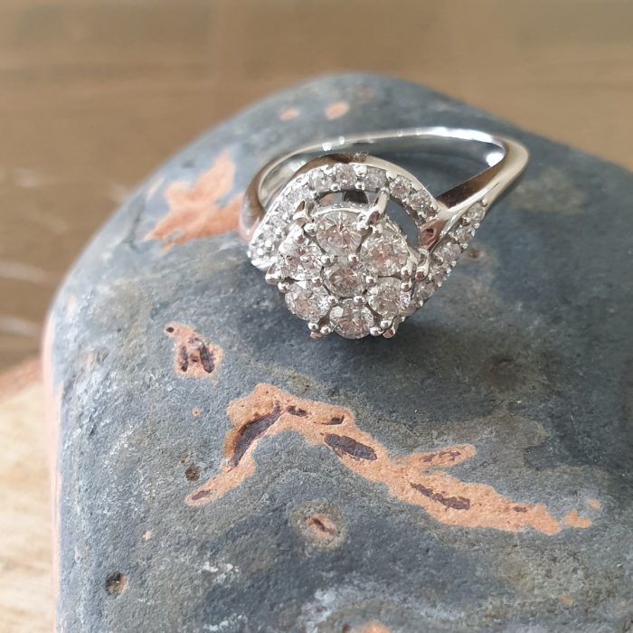 White Gold Diamond Halo Cluster Ring from Ace Jewellery, Leeds