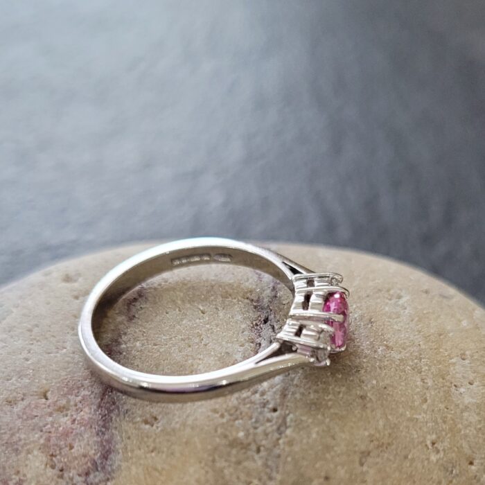 Pink Sapphire Diamond Trilogy Ring from Ace Jewellery, Leeds