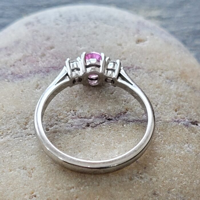 Pink Sapphire Diamond Trilogy Ring from Ace Jewellery, Leeds