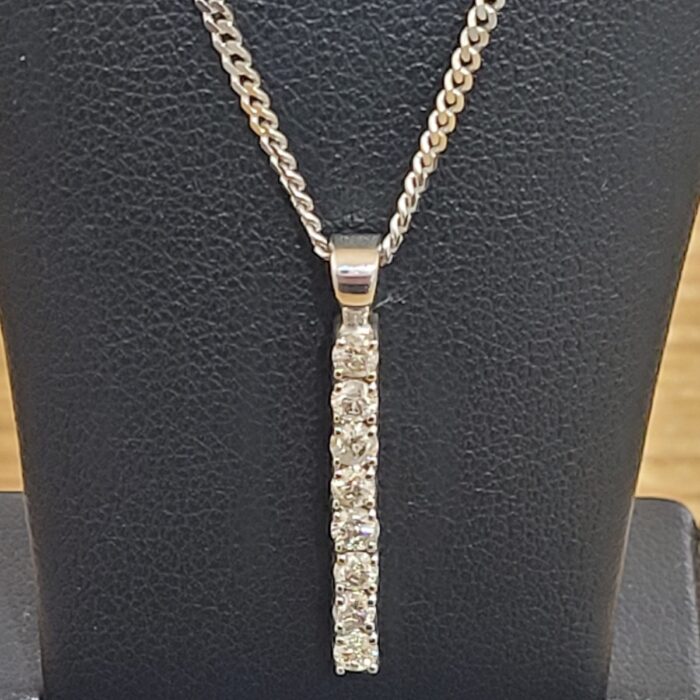 White Gold Diamond Bar Pendant from Ace Jewellery, Leeds