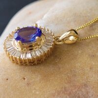 Tanzanite & baguette Diamond Pendant Necklace from Ace Jewellery, Leeds