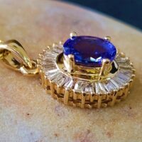 Tanzanite & baguette Diamond Pendant Necklace from Ace Jewellery, Leeds