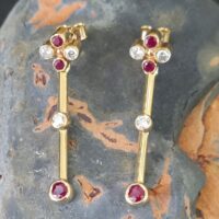 Yellow Gold Ruby & Diamond Earrings from Ace Jewellery, Leeds