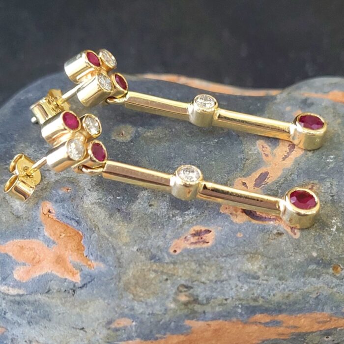 Yellow Gold Ruby & Diamond Earrings from Ace Jewellery, Leeds