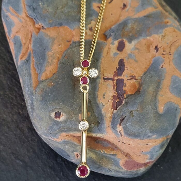 Yellow Gold Ruby & Diamond Pendant Necklace from Ace Jewellery, Leeds