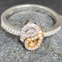 Rose Gold White Gold Diamond Twist Ring by Ace Jewellery, Leeds