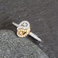 Rose Gold White Gold Diamond Twist Ring from Ace Jewellery, Leeds