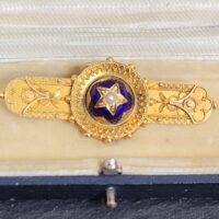 Antique Victorian Yellow Gold Enamel & Seed Pearl Brooch from Ace Jewellery, Leeds