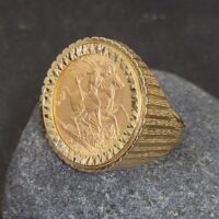 Full Sovereign Coin In 9ct Gold Men's Signet Ring from Ace Jewellery, Leeds