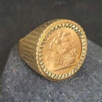 Full Sovereign Coin In 9ct Gold Men's Signet Ring from Ace Jewellery, Leeds