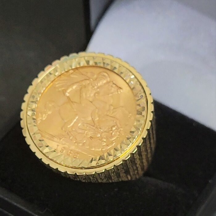 Full Sovereign Coin In 9ct Gold Men's Signet Ring from Ace Jewellery, Leeds