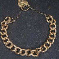 Edwardian Heart Padlock Curb Bracelet 9ct Yellow Gold from Ace Jewellery, Leeds