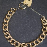 Edwardian Heart Padlock Curb Bracelet 9ct Yellow Gold from Ace Jewellery, Leeds