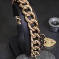 Edwardian Heart Padlock Curb Bracelet 9ct Yellow Gold from Ace Jewellery, Leeds