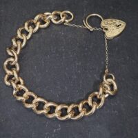 Edwardian Heart Padlock Curb Bracelet 9ct Yellow Gold from Ace Jewellery, Leeds