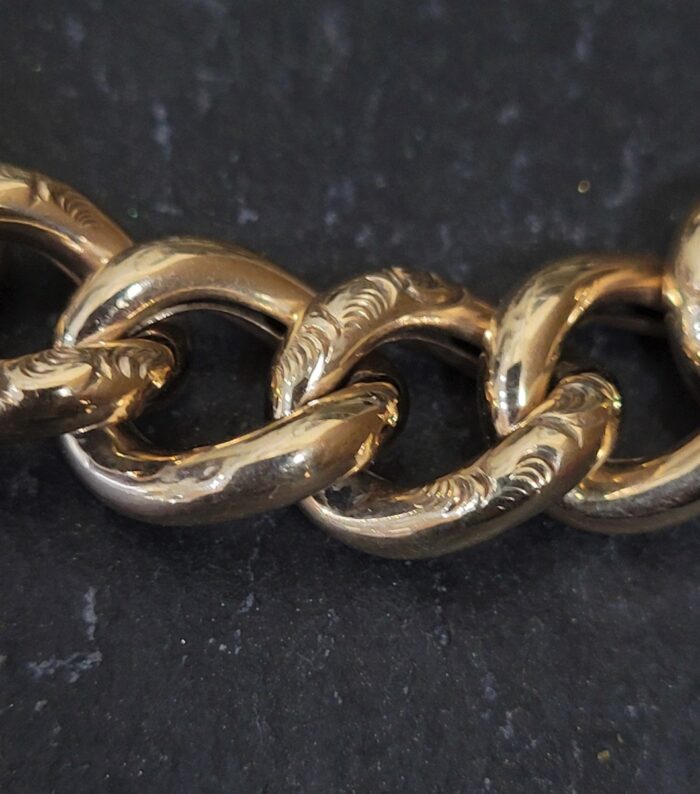 Edwardian Heart Padlock Curb Bracelet 9ct Yellow Gold from Ace Jewellery, Leeds