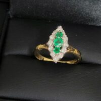 Emerald & Diamond 18ct Yellow Gold Cluster Ring from Ace Jewellery, Leeds