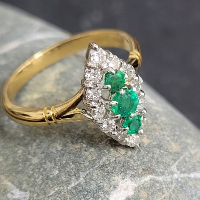 Emerald & Diamond 18ct Yellow Gold Cluster Ring from Ace Jewellery, Leeds