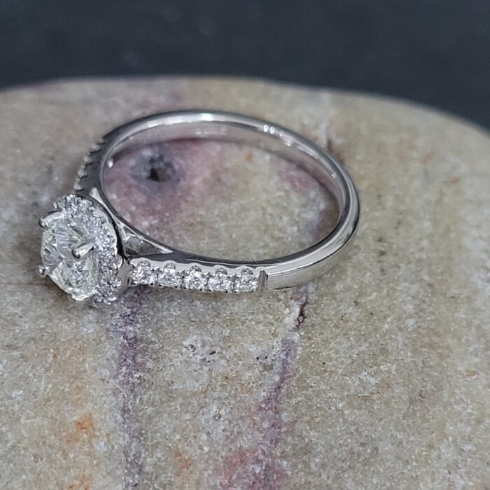 0.75ct Brilliant Cut Diamond Solitaire Halo Ring Platinum from Ace Jewellery, Leeds