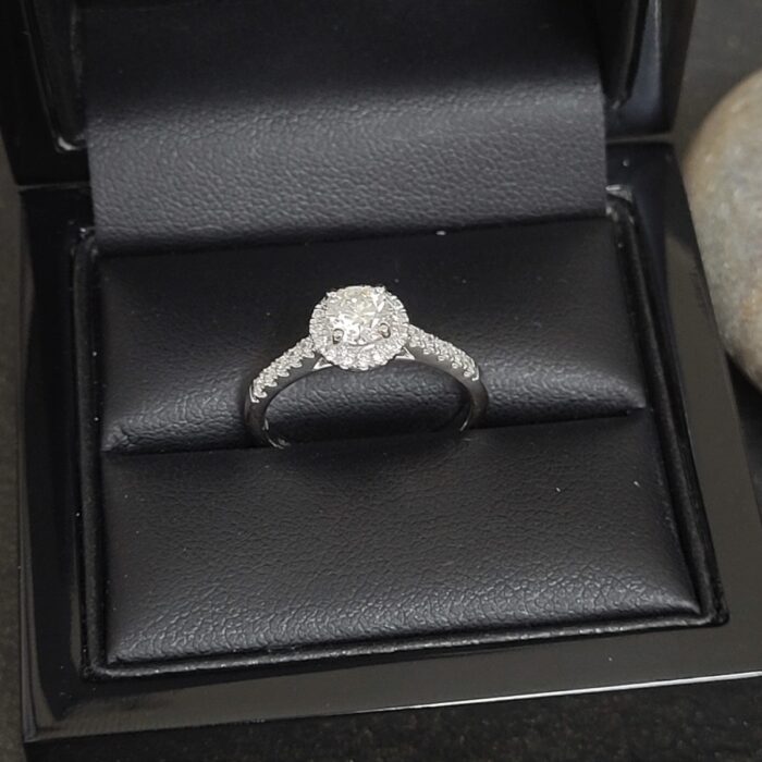 0.75ct Brilliant Cut Diamond Solitaire Halo Ring Platinum from Ace Jewellery, Leeds