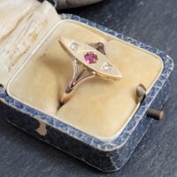 Antique Ruby & Diamond Rose Gold Statement Ring from Ace Jewellery, Leeds