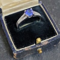 Tanzanite & Diamond Split Shoulder Platinum Ring from Ace Jewellery, Leeds