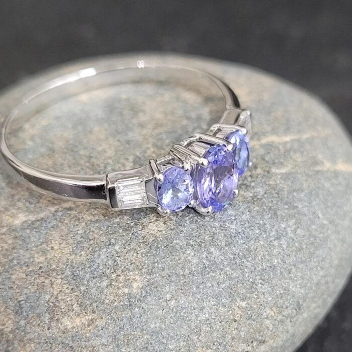 1.20ct Tanzanite & Baguette Diamond Seven Stone Ring 18ct White Gold from Ace Jewellery, Leeds