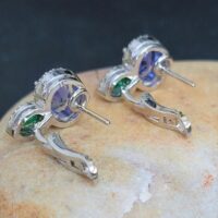 Tanzanite Emerald & Diamond Oval Cut Earrings 18ct White Gold from Ace Jewellery, Leeds