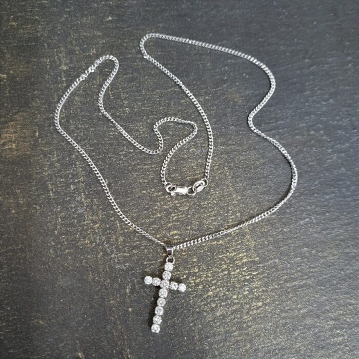 0.80ct Diamond White Gold Cross Pendant & Chain from Ace Jewellery, Leeds