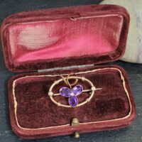 Antique Victorian Amethyst & Seed Pearl Brooch 9ct Yellow Gold from Ace Jewellery, Leeds