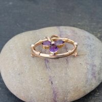 Antique Victorian Amethyst & Seed Pearl Brooch 9ct Yellow Gold from Ace Jewellery, Leeds