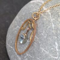 9ct Rose Gold Antique 0.75ct Aquamarine Pendant Necklace from Ace Jewellery, Leeds