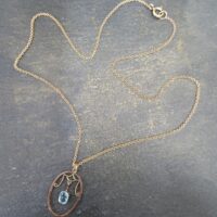 9ct Rose Gold Antique 0.75ct Aquamarine Pendant Necklace from Ace Jewellery, Leeds