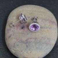 3.9ct Amethyst & Diamond Halo Earrings 18ct White Gold from Ace Jewellery, Leeds