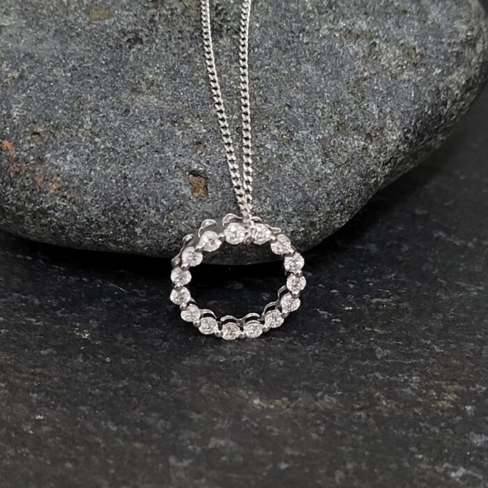18ct White Gold Circle Design Pendant 0.40ct from Ace Jewellery, Leeds