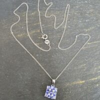 9ct White Gold Tanzanite & Diamond Square Pendant 1.24ct from Ace Jewellery, Leeds