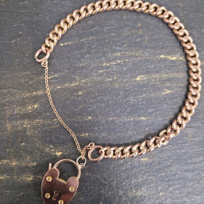 9ct Rose Gold Curb Link Padlock Bracelet from Ace Jewellery, Leeds