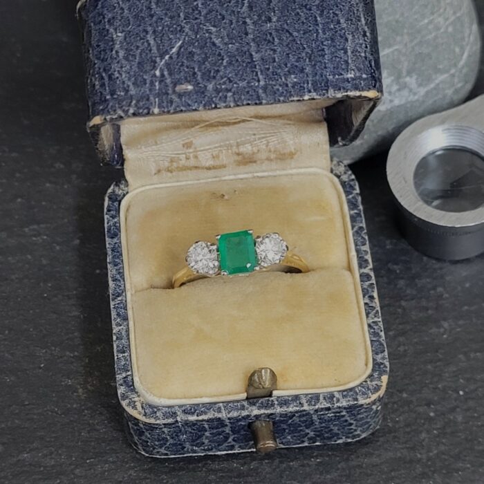 1.10ct Emerald & Diamond Ring 18ct Yellow Gold from Ace Jewellery, Leeds