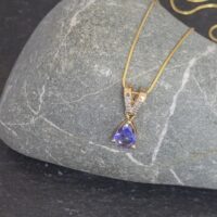 Tanzanite & Diamond Teardrop Pendant Necklace 9ct Yellow Gold from Ace Jewellery, Leeds