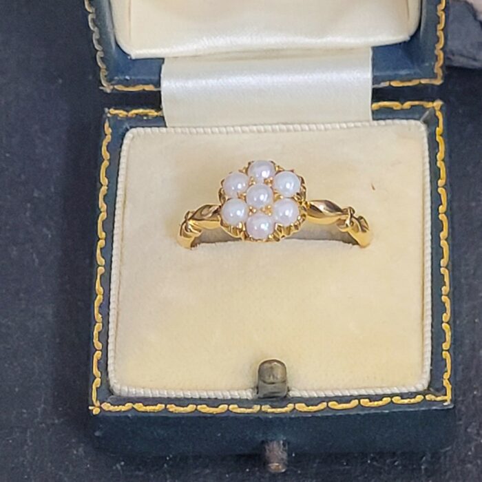 Antique Victorian Pearl Cluster Ring 18ct Yellow Gold from Ace Jewellery, Leeds