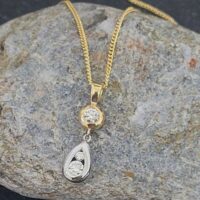 0.35ct Tear Drop Diamond Pendant Necklace 18ct White & Yellow Gold from Ace Jewellery, Leeds