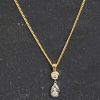 0.35ct Tear Drop Diamond Pendant Necklace 18ct White & Yellow Gold from Ace Jewellery, Leeds