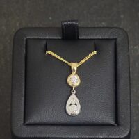 0.35ct Tear Drop Diamond Pendant Necklace 18ct White & Yellow Gold from Ace Jewellery, Leeds