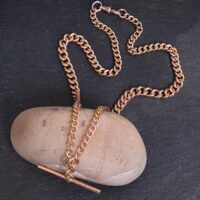 Antique 9ct Rose Gold T-Bar Curb Link Chain from Ace Jewellery, Leeds