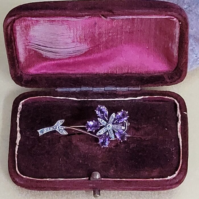 2.24ct Antique Amethyst & Diamond Brooch 15ct Yellow Gold from Ace Jewellery, Leeds
