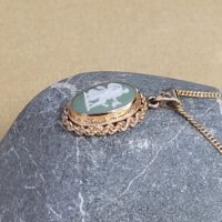 9ct Yellow Gold Sage Green Wedgwood Cameo Pendant Necklace from Ace Jewellery, Leeds